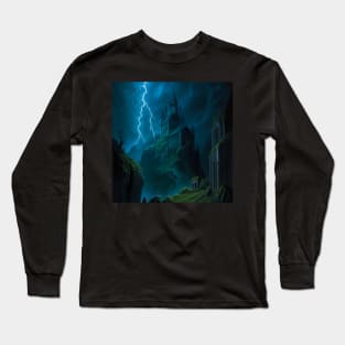 Curse of Strahd Scene - Lightning Strike on Castle Ravenloft Long Sleeve T-Shirt